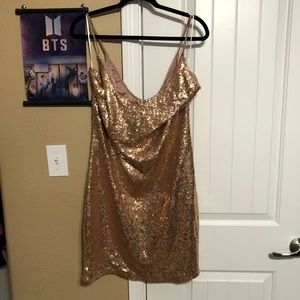 Rose Gold Sequin Mini Dress